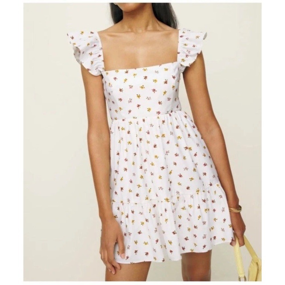 Reformation Juene Floral Smocked Dress Sleeveless 4